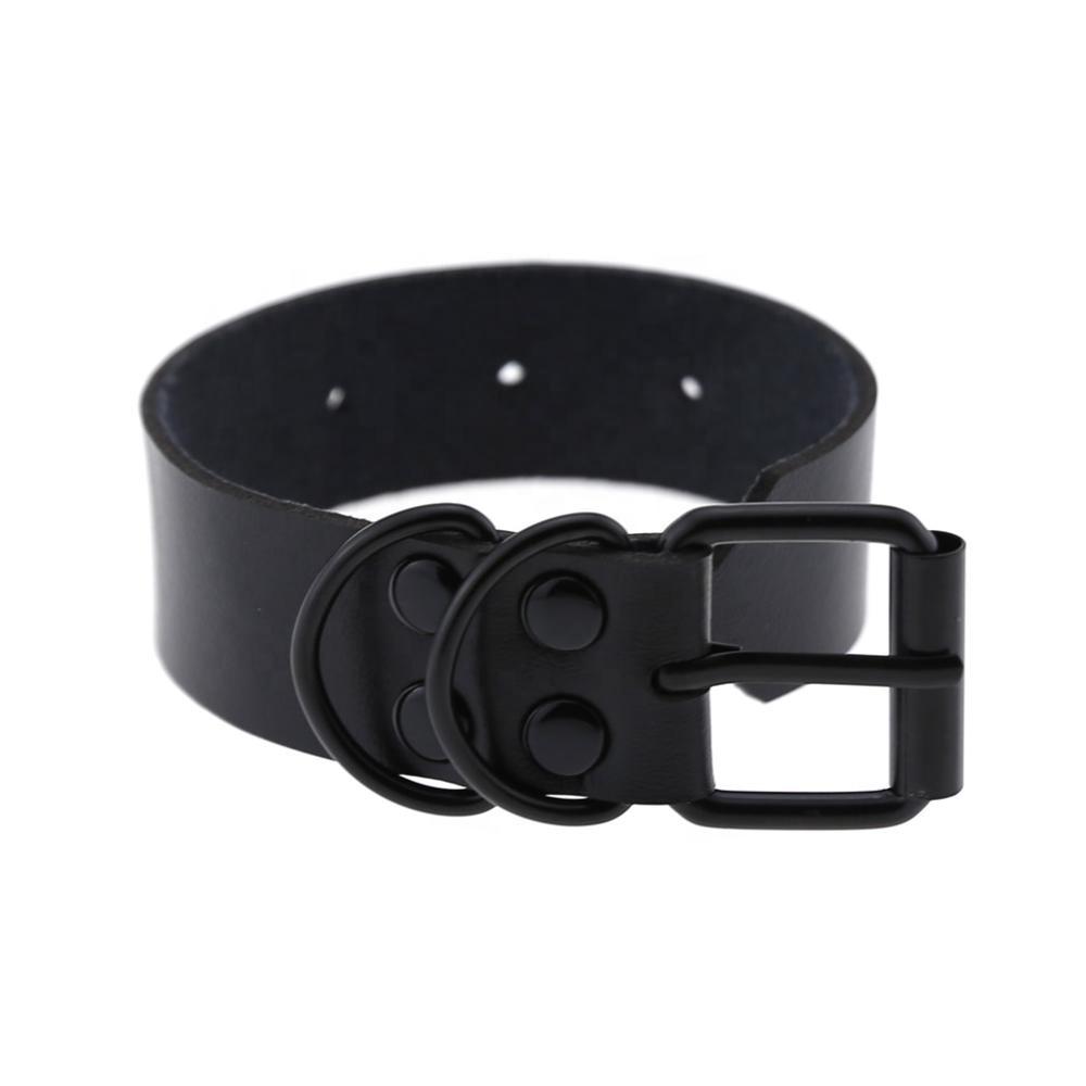 Punk Gothic Black Metal Unisex Simple Wide Big Leather Bracelet Bangle
