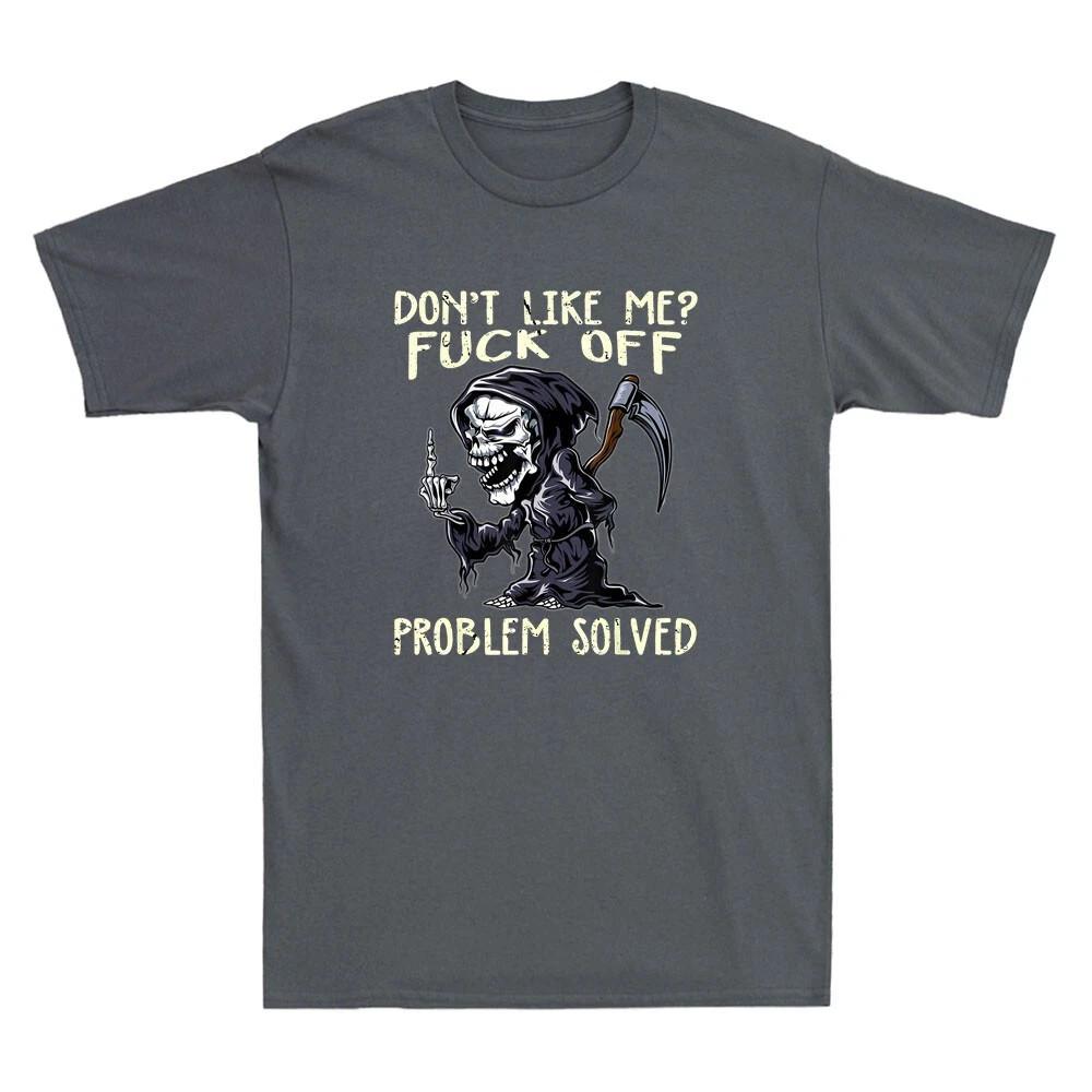 Don t Like Me Fck Off Problem Solved Funny Grim Reaper Meme Retro Men s T-Shirt S разноцветный