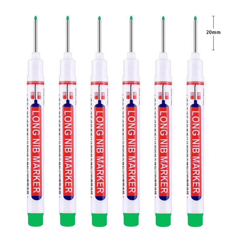 6Pcs/Set 20mm Long Nib Head Markers for Metal Perforating Pen, Waterproof, Bathroom, Woodworking Decoration, Multi-Purpose