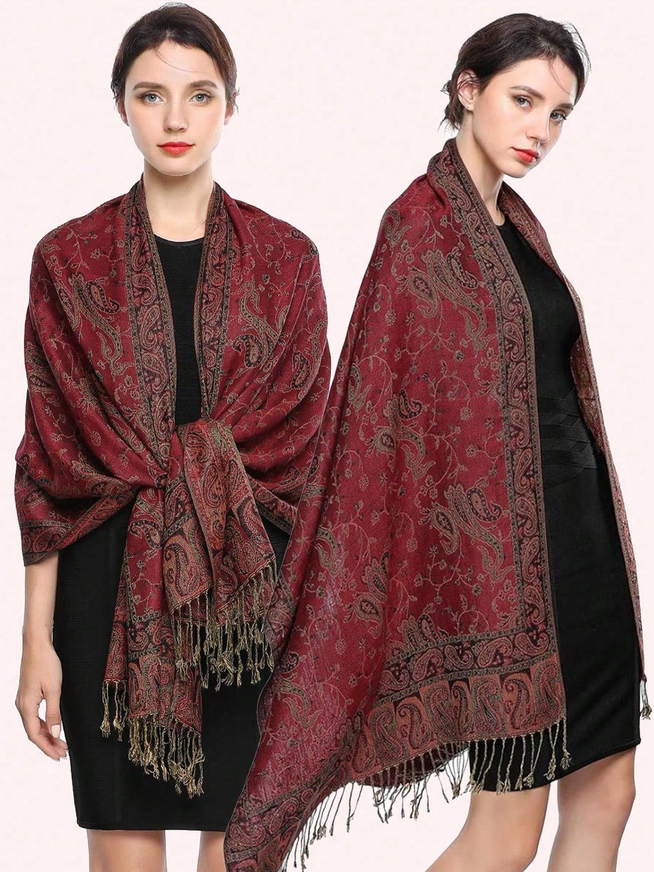 Yto Scarf Women's Thick Pashmina Scarf Shawl Wrap Paisley Jacquard Stoles Vintage Cashew Scarves Printed Cotton Tippet Sunscreen Hijab