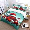 Christmas Crab with Candy Cane Bedding Duvet Cover Set  (1*Duvet Cover 2*Pillowcases, Without Duvet Insert)