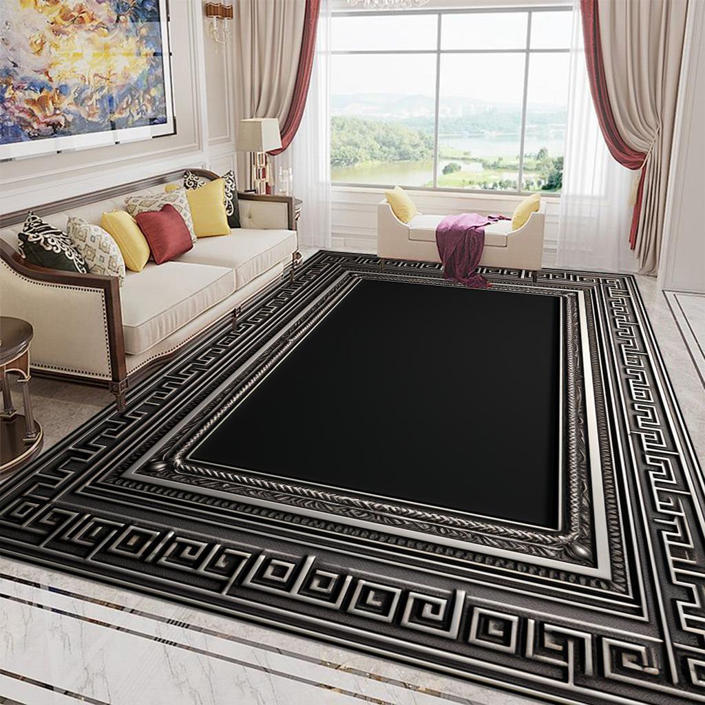 Luxury Style Golden Large Size Carpet Living Room European Decoration Sofa Area Rugs for Bedroom Washable Entrance Mats Non-slip