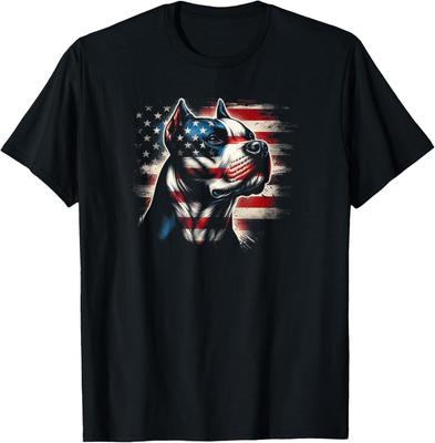 4. Juli Amerikanische Flagge Patriotisches Pitbull Terrier T-Shirt Geschenk Unisex T-Shirt