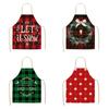 Christmas Apron Holiday Kitchen Aprons Christmas Tree Printed Cotton Linen Plaid Apron Kitchen Baking Cooking Accessories