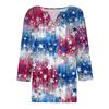 Women's T Shirt Independence Day Print Button 3/4 Sleeve Daily Weekend Fashion Basic V- Neck Regular Top