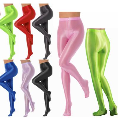 Frau Shiny Oil Glossy Footed Strumpfhosen Strumpfhosen Leggings Schimmernde halterlose Strümpfe Dessous