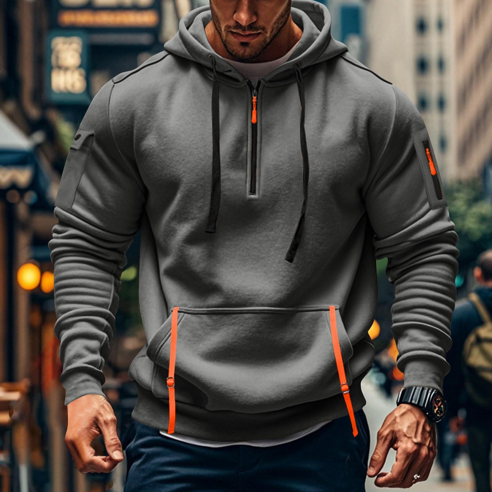 

Чоловіча толстовка, толстовка на блискавці, кишеня на руці, чоловіча спортивна толстовка у стилі casual великого розміру XXL