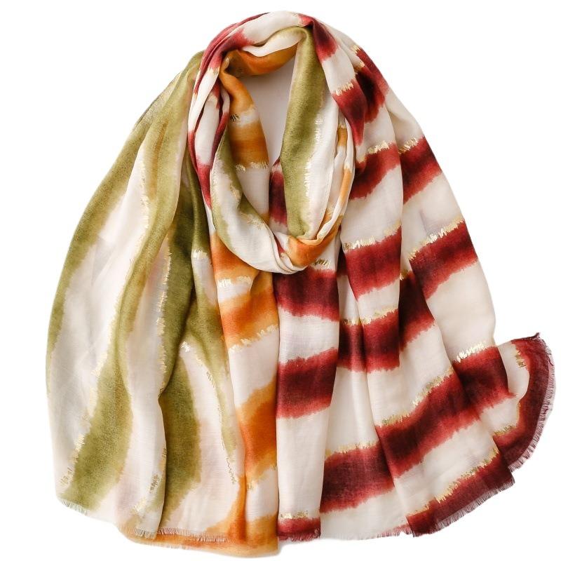 Spring and Summer Scarf Small Fragrant Wind B Colored Coral Scarf Warm Shawl Women Sun Protection Large Handkerchief, Outdoor Warm Tassel Headscarf