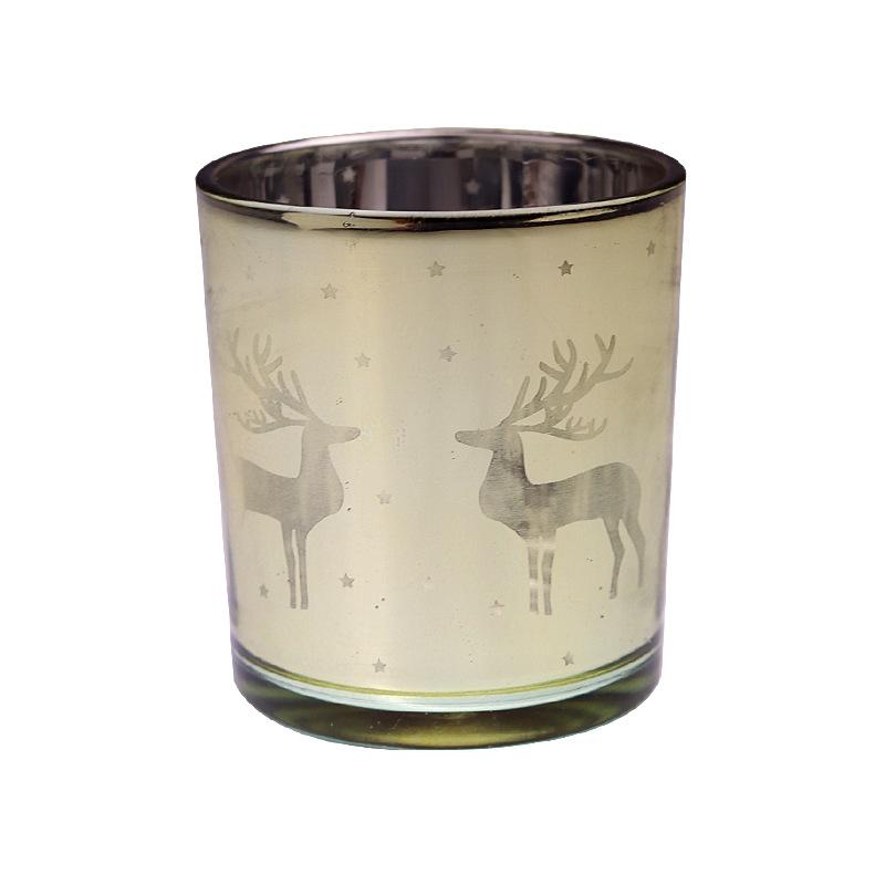 Świąteczny Kielich na Świecę Łoś Posrebrzany Świecznik Świecznik Szklany Pusty Kielich Transgraniczny Świecznik