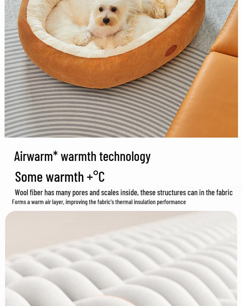 Four Seasons Round Dog Bed - Medium/Large, Scratch & Bite Resistant, Thick & Warm Cat Cushion