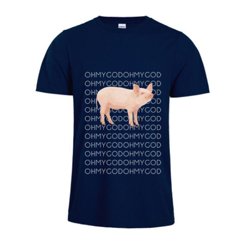 Herren T-Shirt in Premiumqualität mit lustigem Oh My God Schwein-Motiv und bequemen kurzen Ärmeln