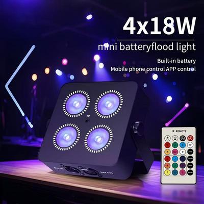 4x18W Led RGBWA UV 6IN1 Color Battery Wireless DMX Led Par Light Mini Battery Party Light 2.4G Wireless.atmosphere