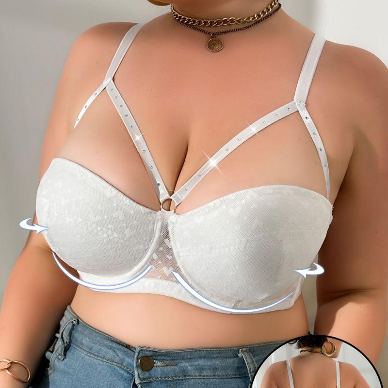 Ladies Plus Size Bra Women Lace-up Bra Adjustable Strap Gathering Bra