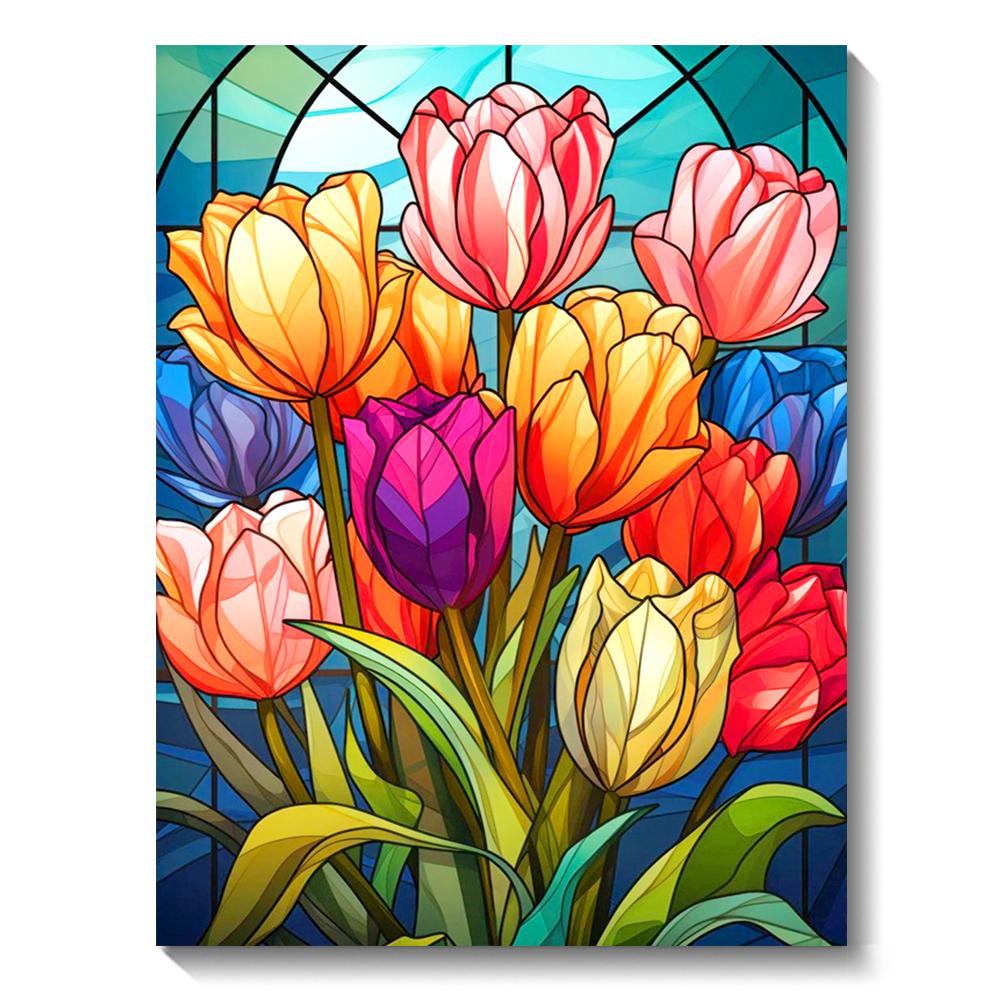 Pittura Diamante 5D Fai da Te Fiore di Tulipano Diamante Rotondo Completo Mosaico Ricamo Kit Punto Croce Decorazione Casa Arte Hobby Regali