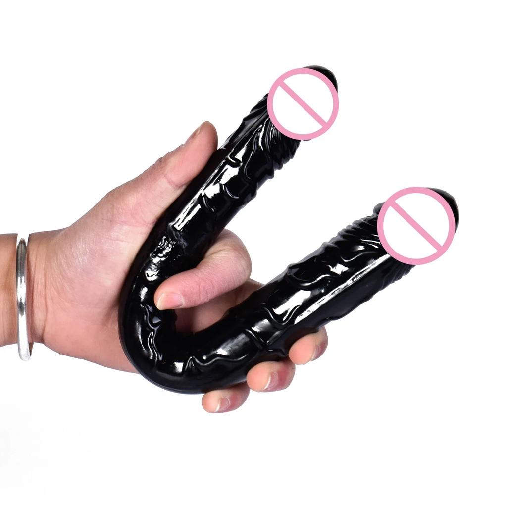 Dildo s dvojitou hlavou Long Jelly Realistic Dildo Dildo s dvojitým koncem Flexibilní velký penis pro ženy Sexuální hračky s masturbátorem pro lesbičky