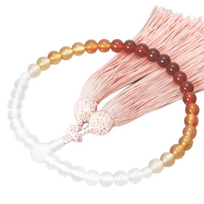 Buddhistische Gebetsperlen für Frauen, Kyoto-Stil, Achat, Nebel, Seide, Matsukaze-Quaste, Geeignet für alle Schulen, Informelle Beerdigungen, Buddhistischer Altar