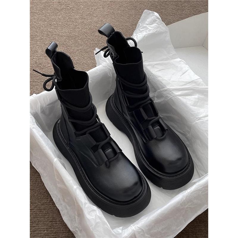 Women's Platform Martin Boots Strap Design High Top Casual Ankle Boots