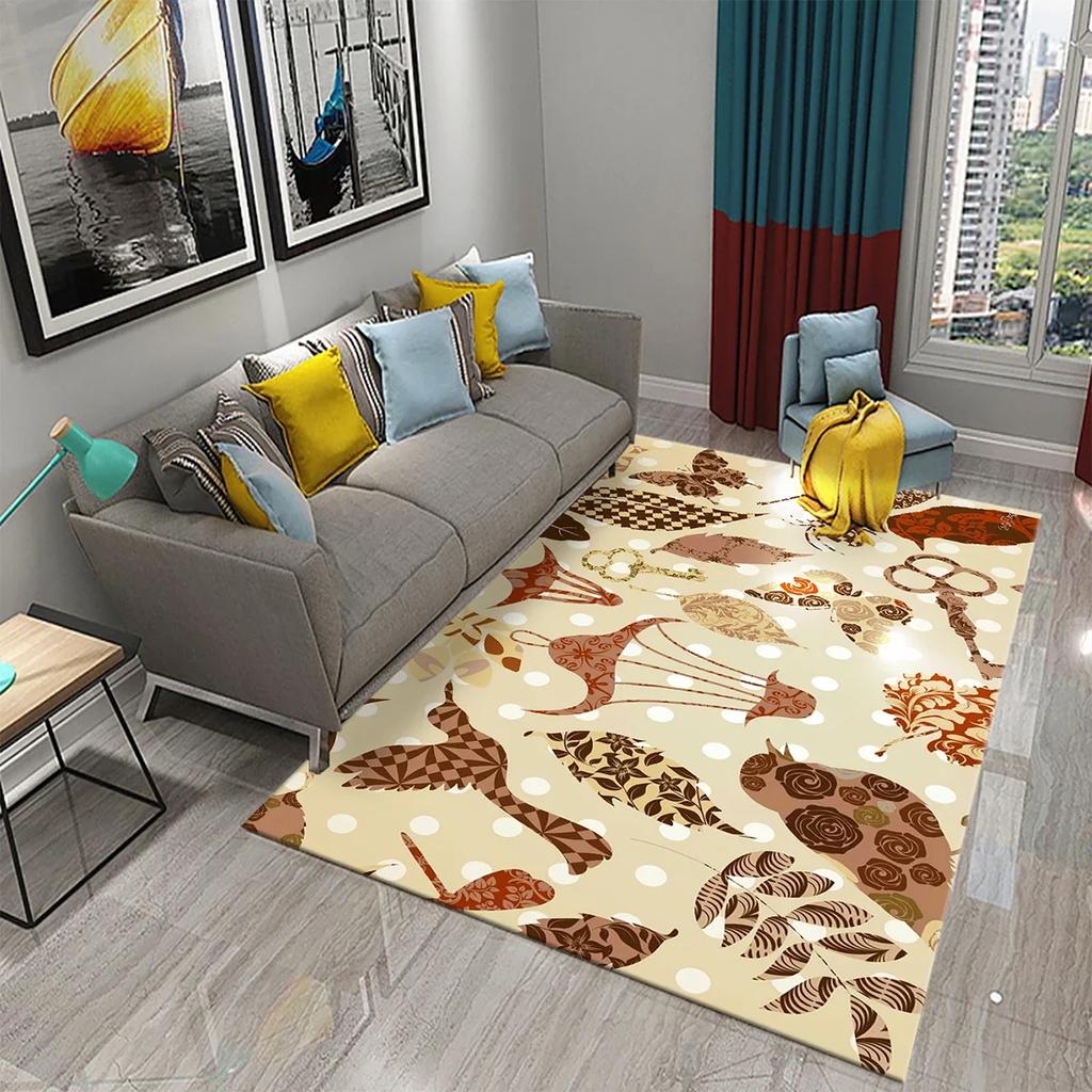 Retro Florales Muster Teppich für Wohnzimmer Schlafzimmer Bettseite Dekoration Bodenteppich Kinder Teenager Krabbelteppich Badezimmer Rutschfester Teppich