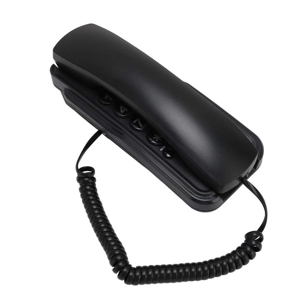 Wall Mount Phone Corded Volume Adjustable Ringer Redial Wall Telephone for Hotel Office Black