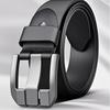 Men'S Genuine Leather Belt with Alloy Buckle - Elegant Black Design, Medium Width for Business & Casual Wear, Sweat-Resistant, Durable Alloy Buckle