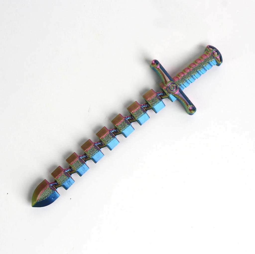 3D Printed Deformation Sword Interior Accessories Whip Bent Deformed Stretched Lock Flexible Swords Home Decor Ornaments