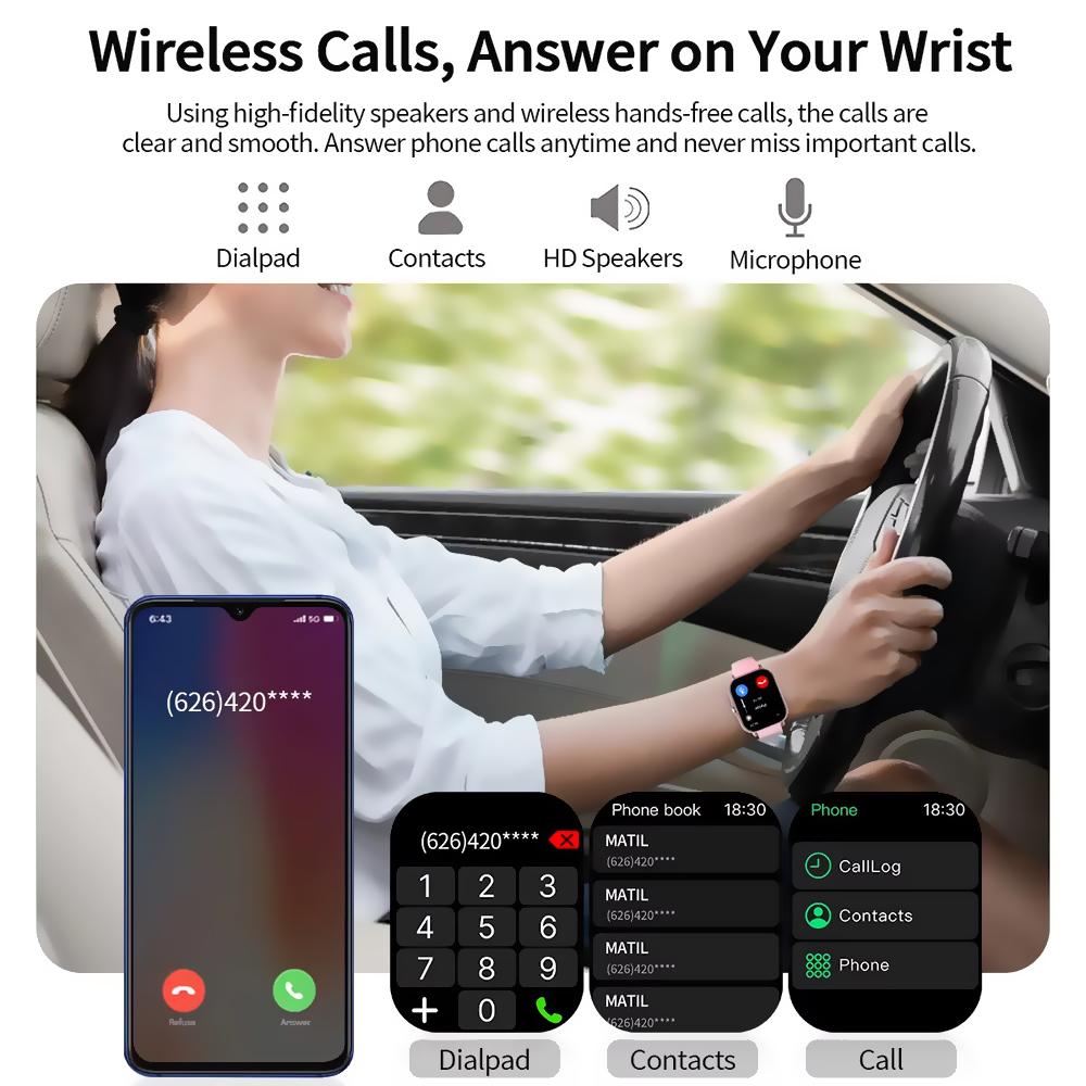 New Smartwatch BT Call Health&Sleep Monitor 1.83'' HD Screen Smart Watch Waterproof Fashoin Sports Bracelet For Women Men HW12