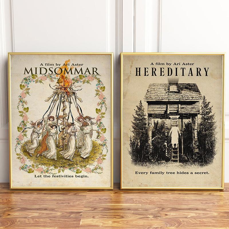 Plakat filmowy Midsommar Hereditary Wydruk na płótnie Malarstwo abstrakcyjne Obrazy ścienne Sztuka nordycka Salon Wystrój domu Prezent dla fana filmu
