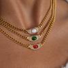 Vintage 18K Gold with Diamond Smile Moon Pendant Necklace Jewelry