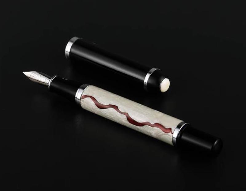 Перьевая ручка Duke Fountain Pen Красивый белый нефрит и драгоценности сверху Коллекция для офиса и дома и школы Чернильная ручка