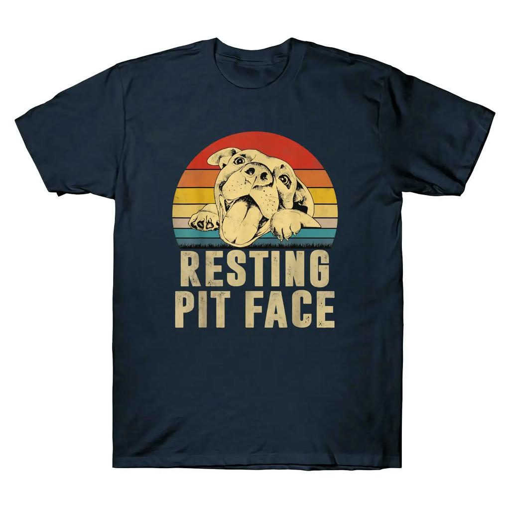 Resting Pit Face Dog Pitbull Dog Lover Funny Vintage Mens TShirt Summer Cotton Short Sleeve ONeck Unisex T Shirt New S3XL