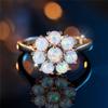 Trendy White Opal Flower Vintage Fashion Gold Color Wedding Bands Engagement Rings For Women Men Minimalist Jewelry