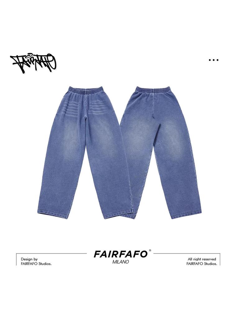 Spring 2026: Women's Knitted Faux Denim Elastic Waist Loose Cotton Pants