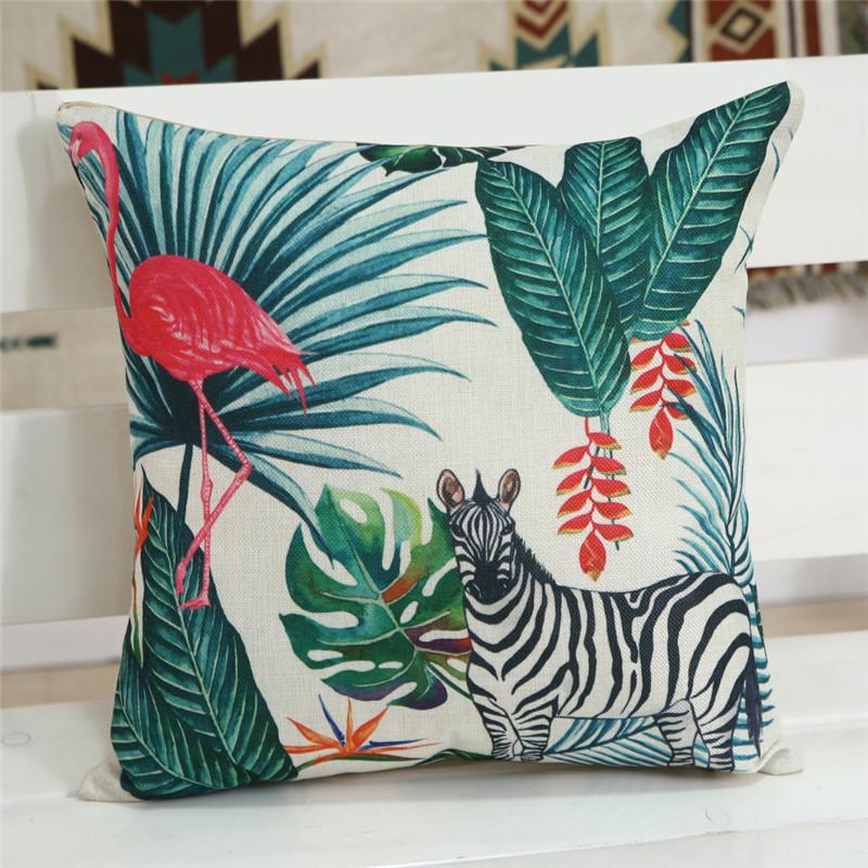 

45x45cm Tropical Plants Printed Cushion Cover Cotton Linen Home Sofa Chair Seat Wedding Party Decoration