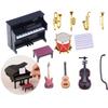 Trumpet Saxophone Miniature Piano Guitar 1/12 Scale Instrument Model Birthday Gift