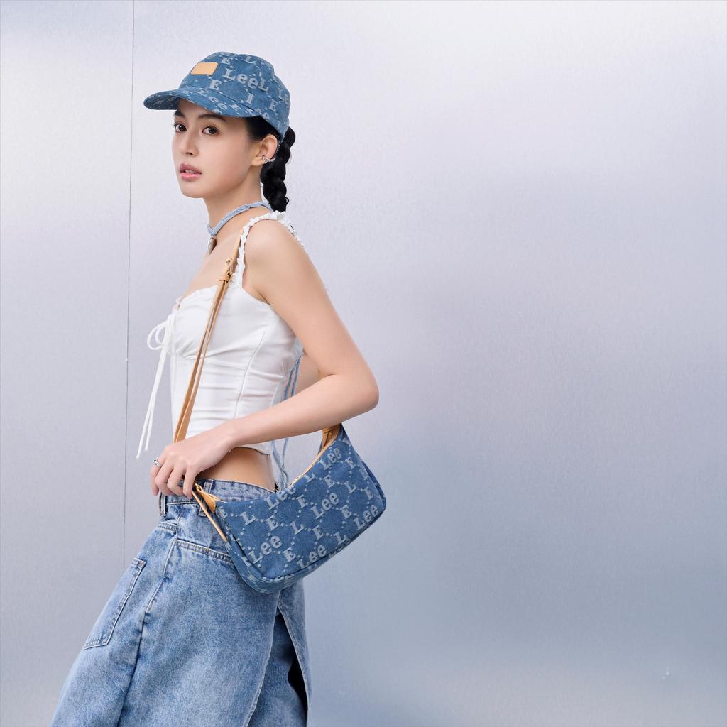 New Lee Fabric Crescent Bag, Shoulder Bag, Crossbody Bag Medium Women's Denim Blue LE240036M-503