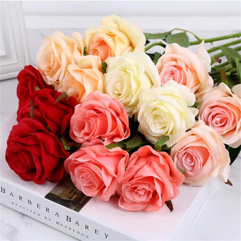 12Pcs Artificial Rose Flower Realistic Simulation Rose Bouquets for Home Garden Decoration, Wedding Flower Arrangements