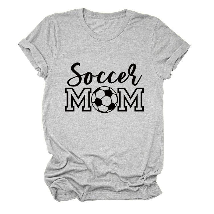 Soccer Mom European and American Crew Neck Women's Casual Loose Short-sleeved eBay Foreign Trade Spot Large Size Comfortable T-shirt