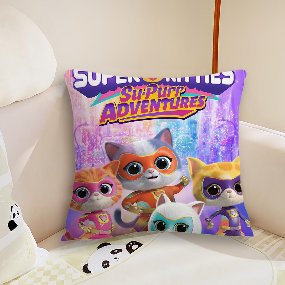 

MINISO Cute Cartoon S-SuperKitties cushion cover Living Room Headboard Bedroom Office Cushion Cushion Sofa Nap Time Pillow Case 22x22Inch