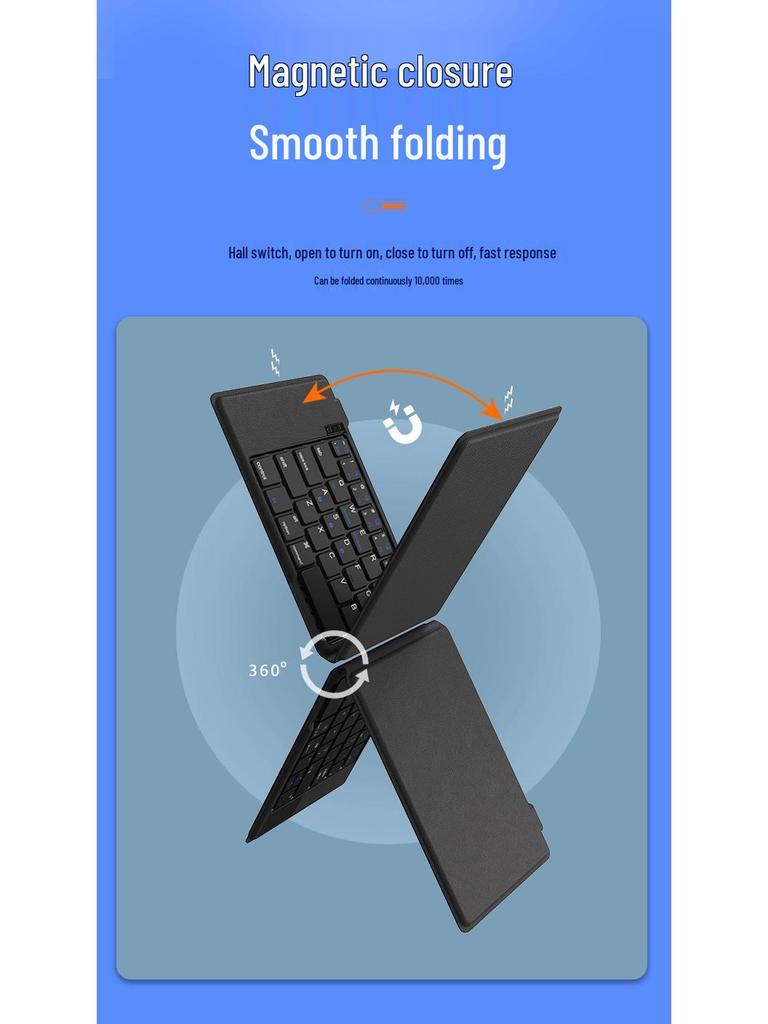 Dual-Fold Mini Bluetooth Keyboard with Touch Numeric Keys - Multi-System Compatible.
