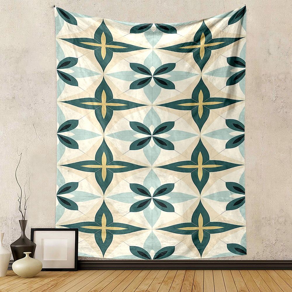 "Retro Geometric Floral Pattern Tapestry" Patterned tapestry home decor, suitable for bedroom and living room, gift