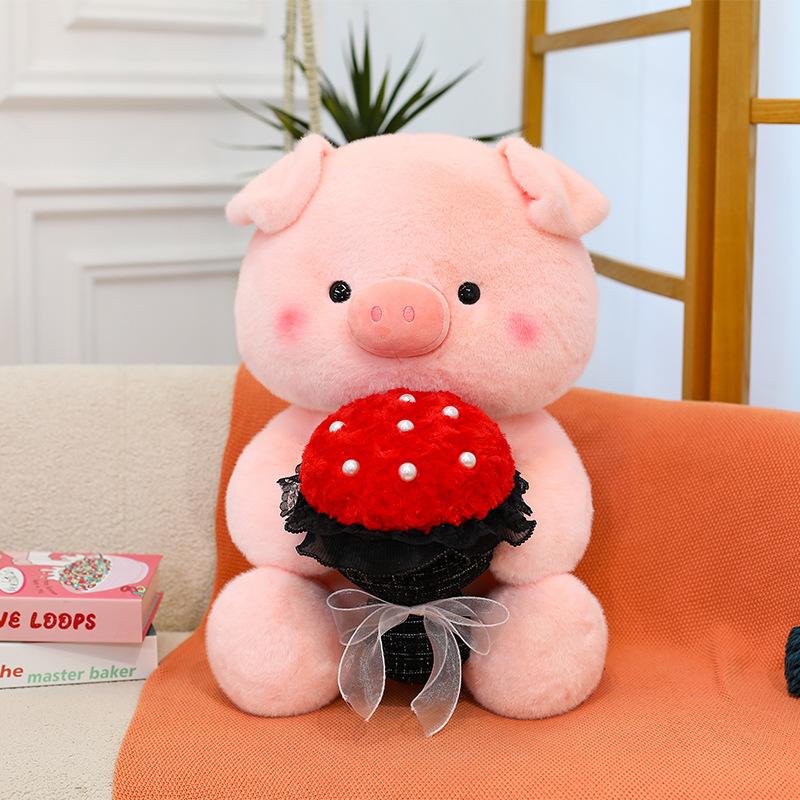 

Valentine s Day bouquet piggy doll soothing doll new large Internet celebrity same doll throw pillow cute 25cm（0.2kg）