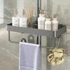 Punch-Free Shower Caddy With Towel Rod Bathroom Shelf Shampoo Soap Holder Shower Tray For Toilet Bathroom Organizer