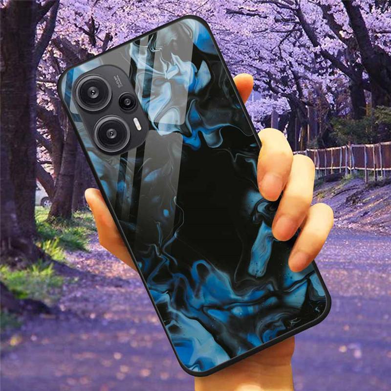 For Xiaomi Poco F5 5G / F5Pro Case Tempered Glass Lake Moon Hard Phone Cover for POCO F5 Pro Capas Funda on PocoF5 Luxury Coque