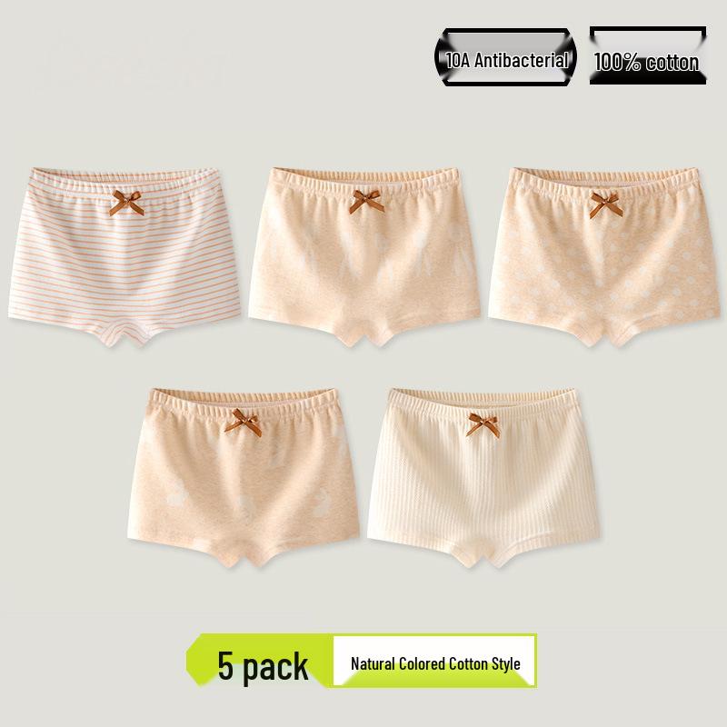 Girls' Cotton Antibacterial Underwear, Size 10A, Extended Crotch, Triangle Design