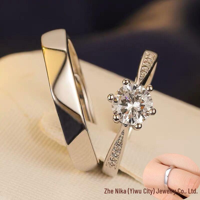 Moissanite Diamond Ring - 1 Carat, Six Claw, Cross-border Douyin Kuaishou Xiaohongshu Live Broadcast, Women's Wedding Ring.