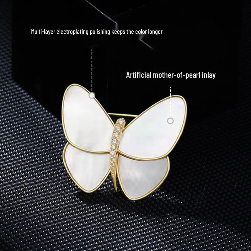 Meng Wanzhou's Pearl Butterfly Brooch: A Chic Accessory Protecting the Mother-of-pearl, Perfect for Elegant Women's Suits.