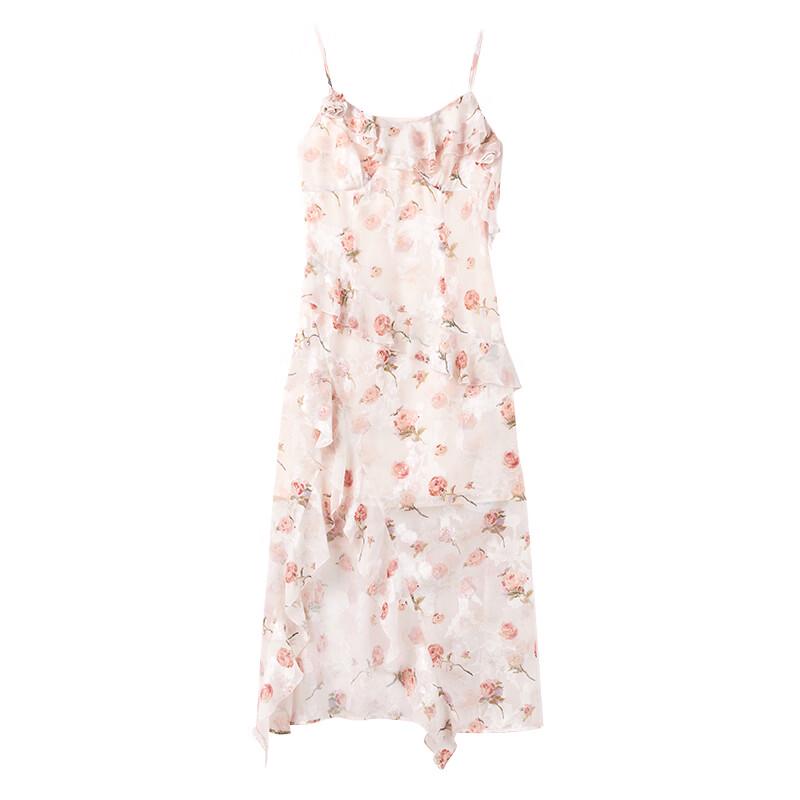 Qiushuiyiren 2025 Summer Floral Spaghetti Strap Dress