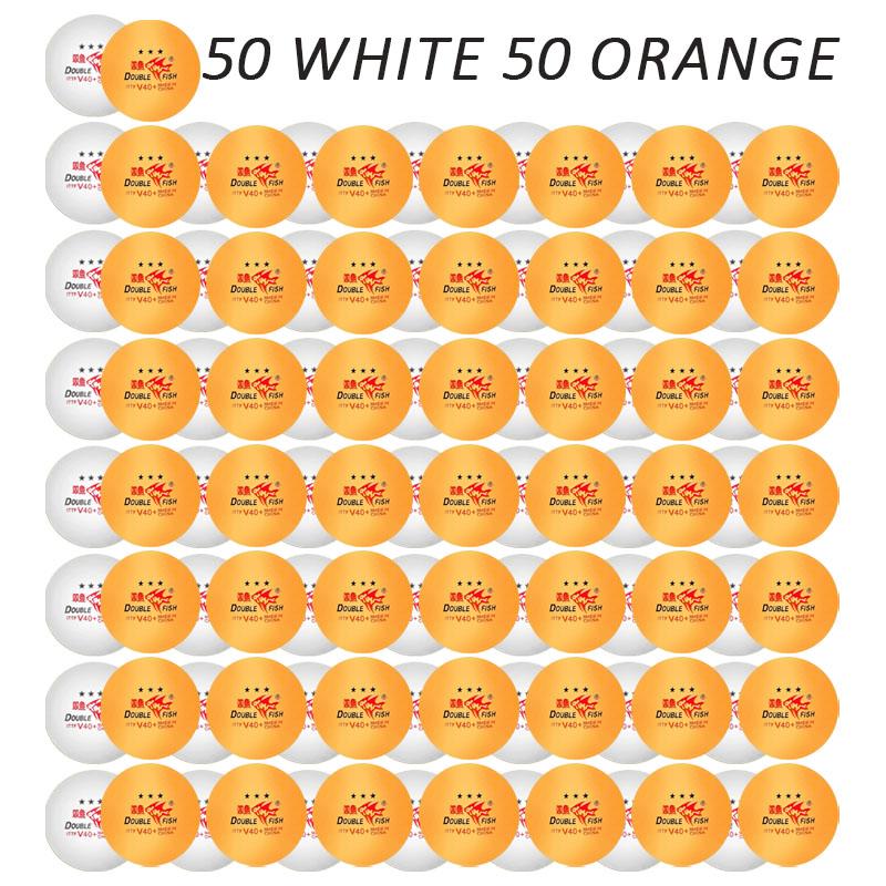 DOUBLE FISH Table Tennis Balls 3 Star V40+ Ping Pong Balls ABS Plastic Wholesale 50 Pack