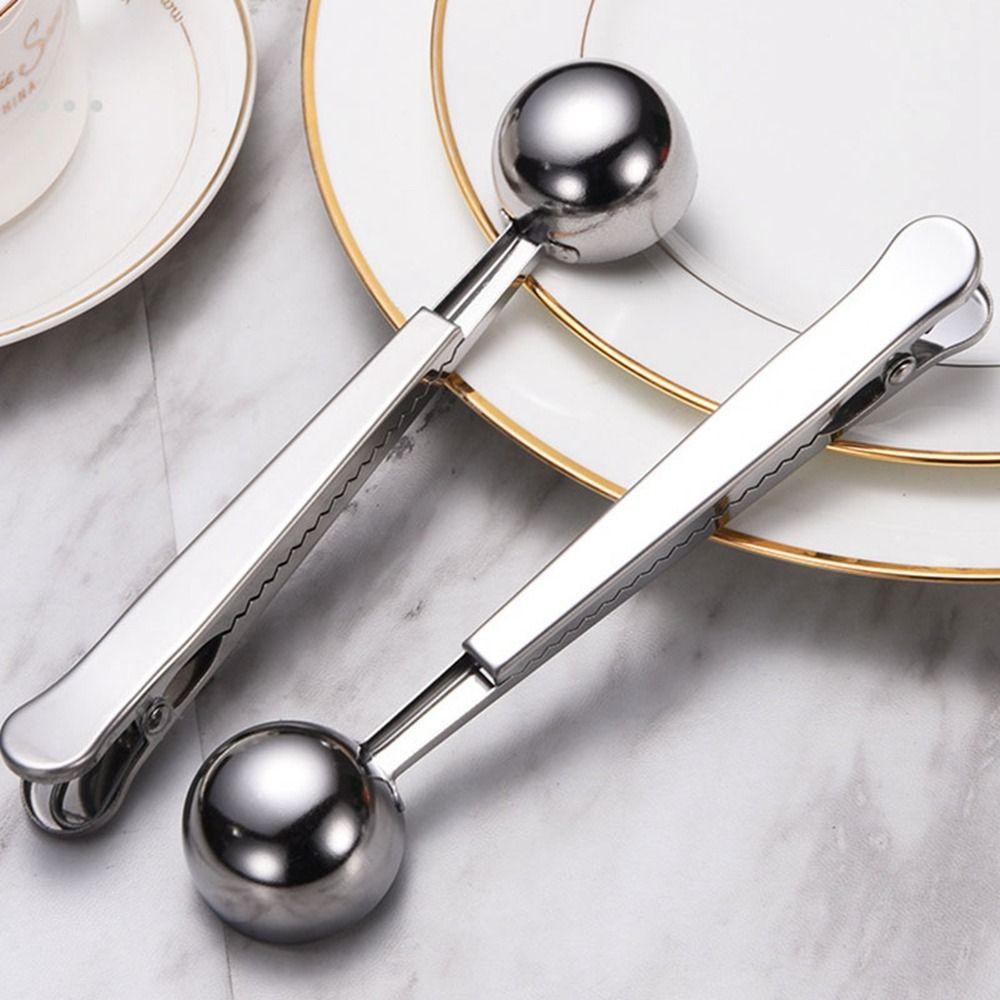 2-in-1 Coffee Spoon With Bag Clip Stainless Steel Spoon Bag Clip Durable Coffee Scoop Clip  Kitchen