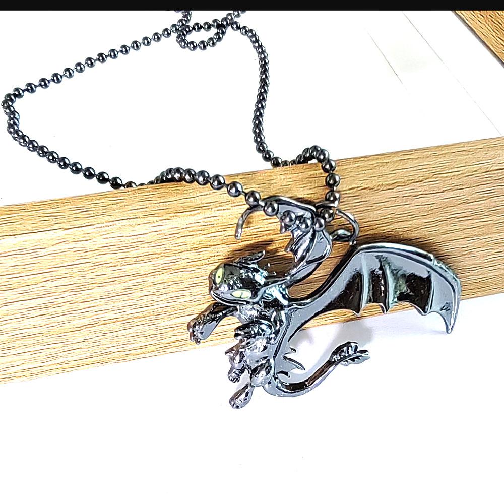 How To Train Your Dragon -Toothless Necklace Night Furry Animal Dragon Jewelry, Guardian Dragon pendant cosplay Gift